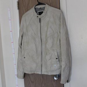 White/Beige Guess Faux Leather Jacket